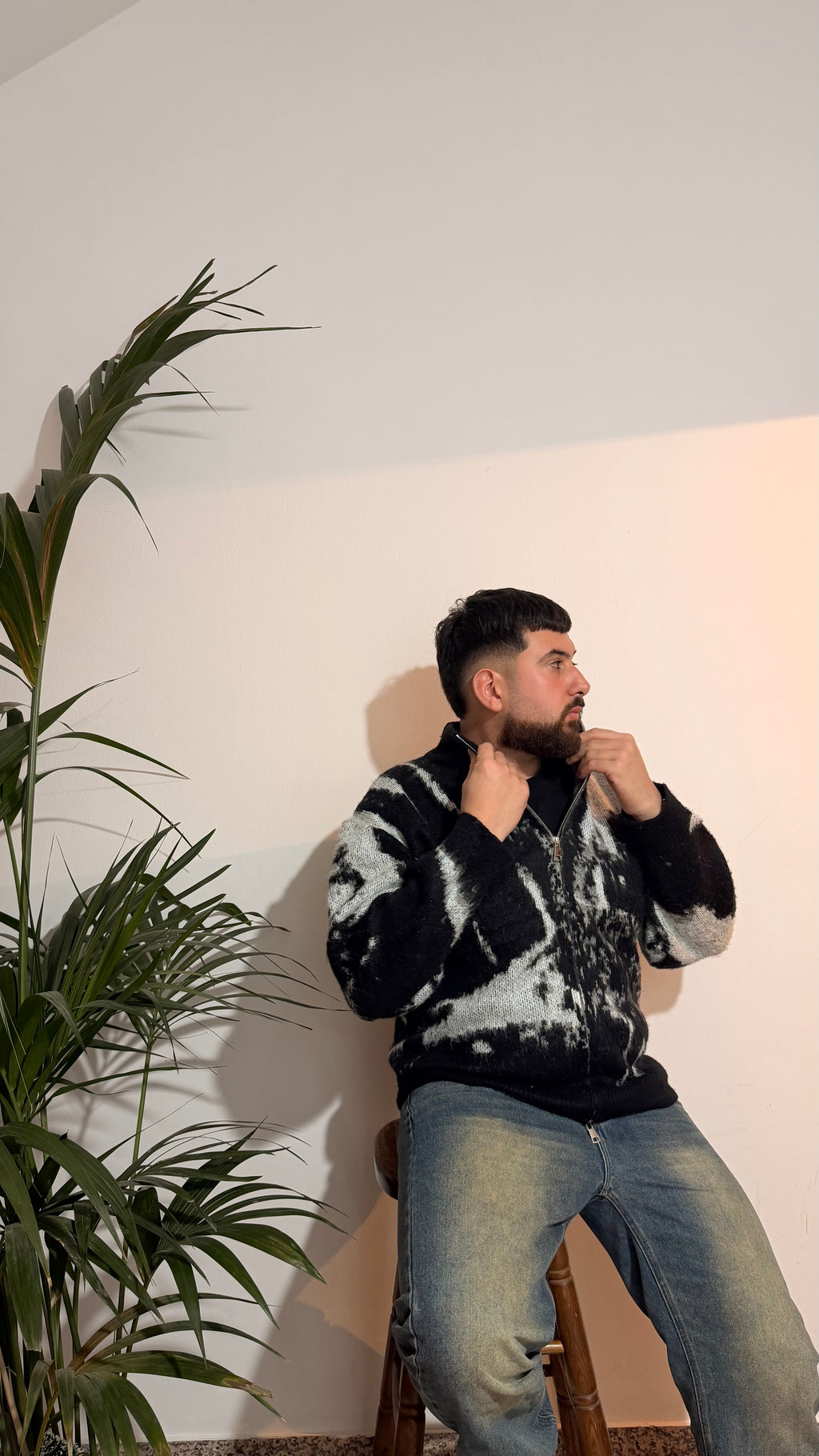 Zip-Cardigan Monocromo Fade