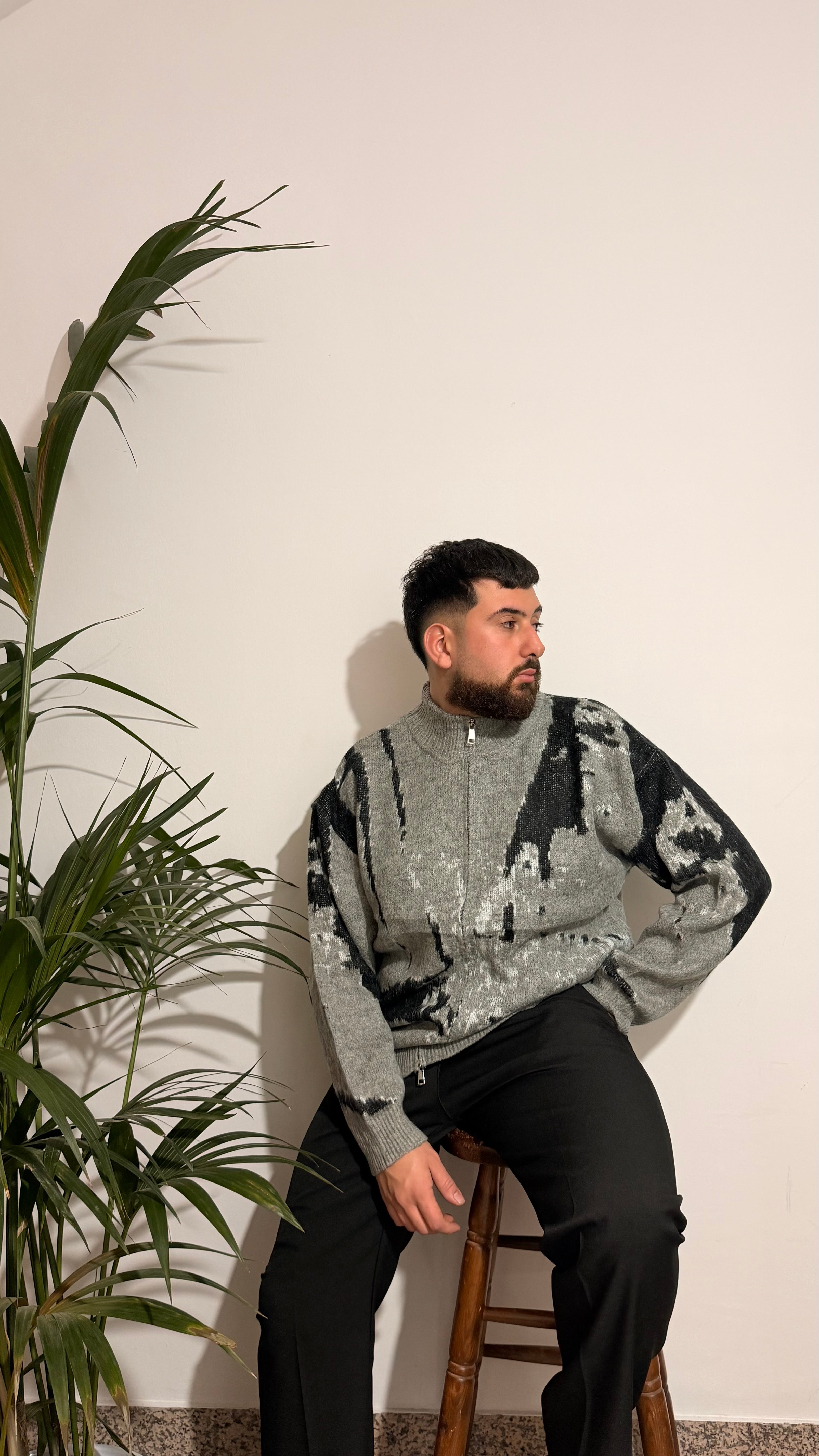 Zip-Cardigan Monocromo Fade